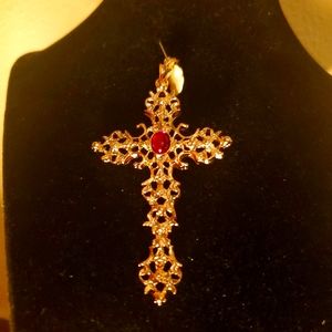 Vintage Avon Pendant Cross Gold tone